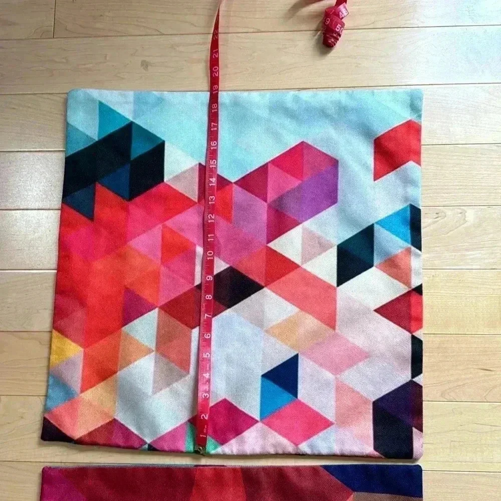 2 Geometric Modern Pillow Cases about 19”x19”